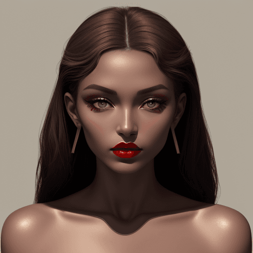 AI generated: color photo of a woman with shadow with red lip., in the style of minimalist beauty, light bronze an...