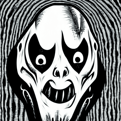 AI generated: Horror black creature,scary old demon,sore face,