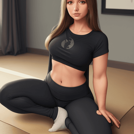 AI generated: Realistic picture of a girl in deep yoga pants with loose t shirt

