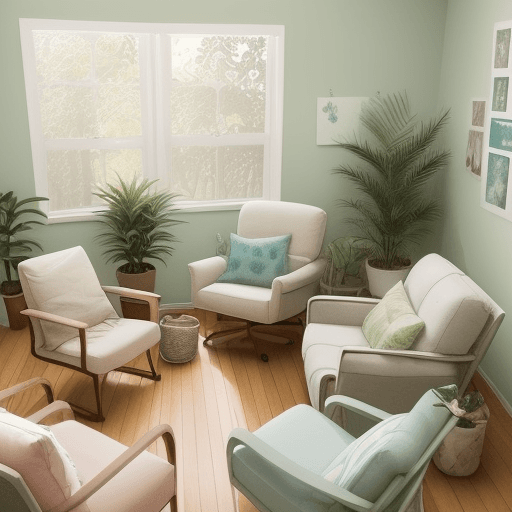 AI generated: Create a watercolor sketch of a group therapy session for white teenagers in a cozy, modern room wit...