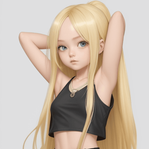AI generated:  hot long blonde hair girl hot crop top loli