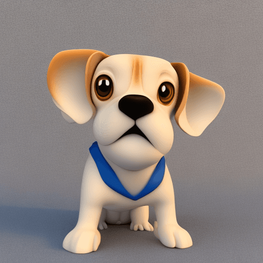 AI generated: super cute cartoon 3d model anime small fat beagle dog with big eyes, long ears, anime shading, anim...