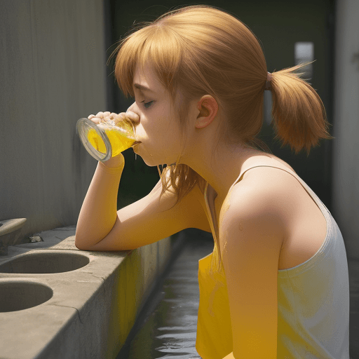 AI generated: Girl drinking piss