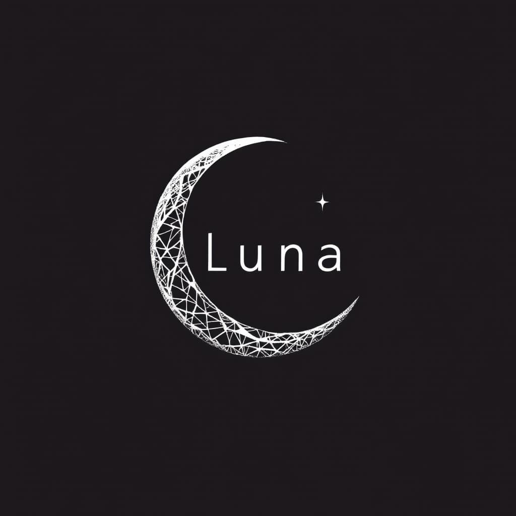 AI generated: logo,Minimalist,A crescent moon cradling the word "Luna",