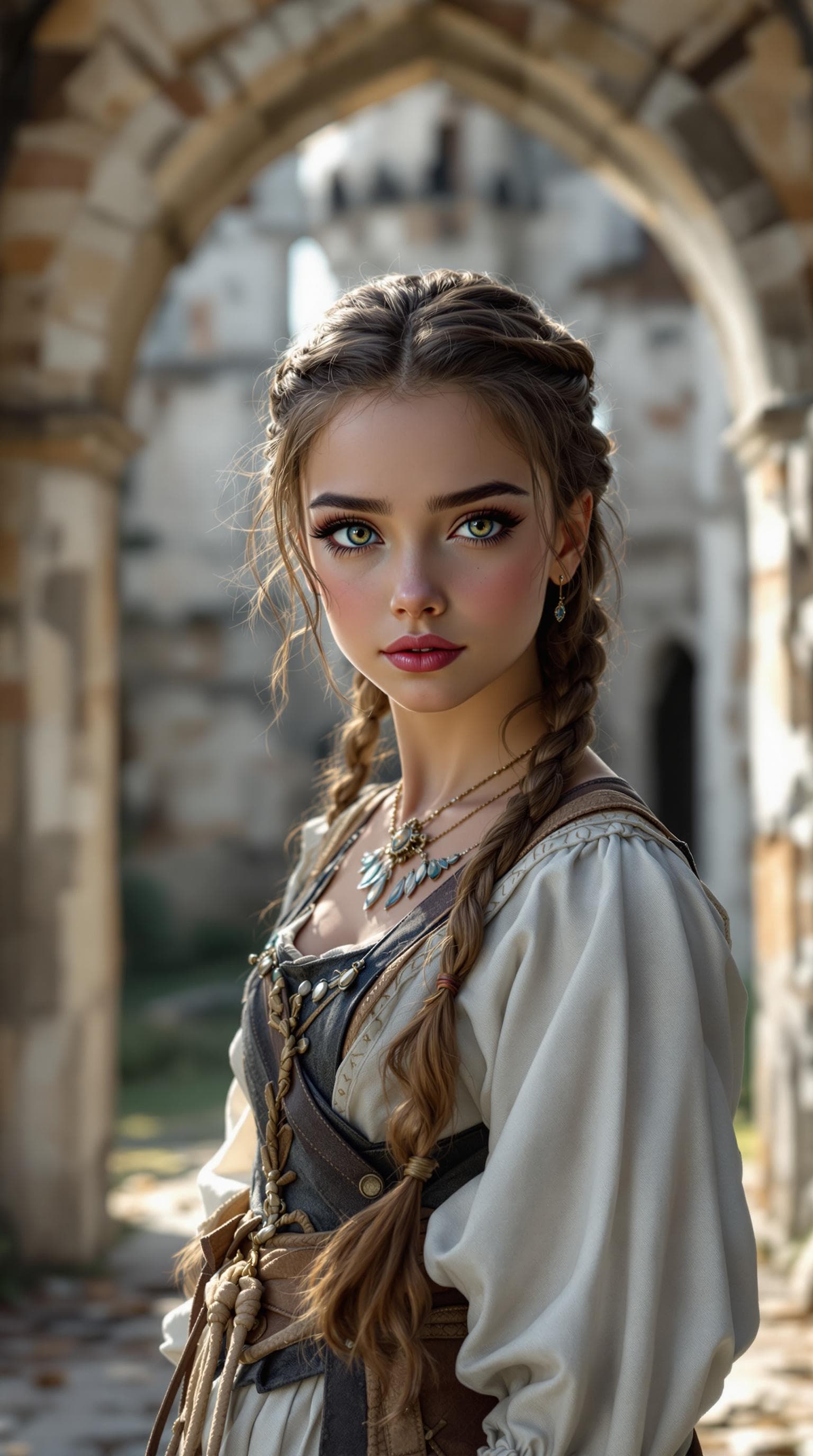 AI generated: A stunning professional photograph of the most beautiful girl in the world, a seventh-grader, depict...