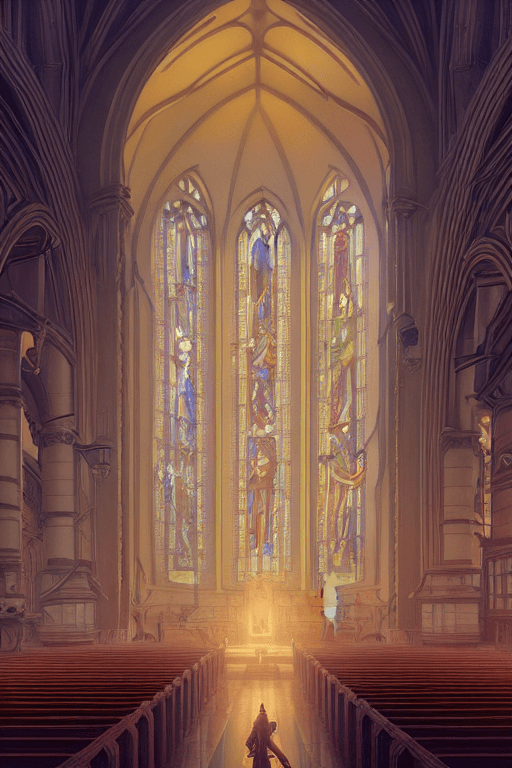 AI generated: highly detailed church, stephen bliss, unreal engine, greg rutkowski, loish, rhads, beeple, makoto s...