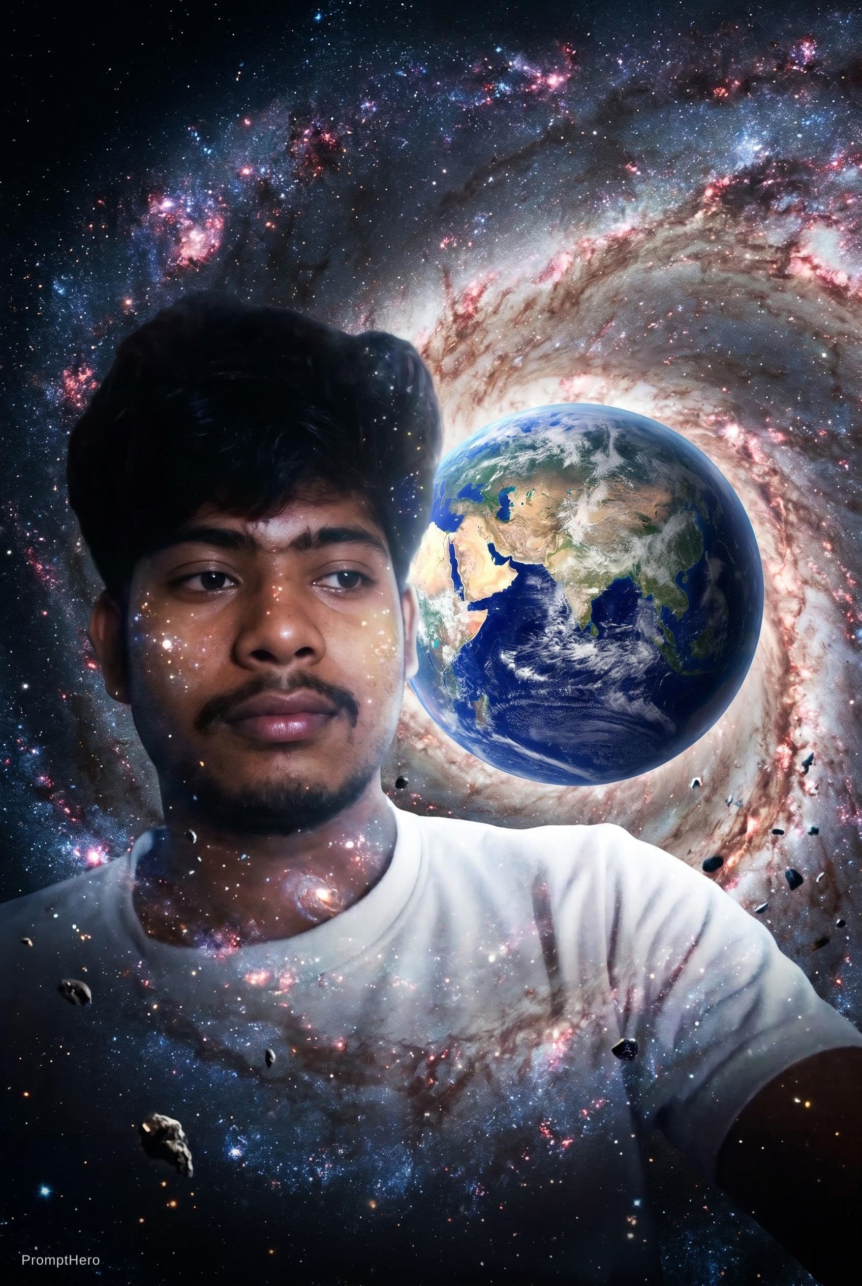 AI generated: Galaxy around earth 
