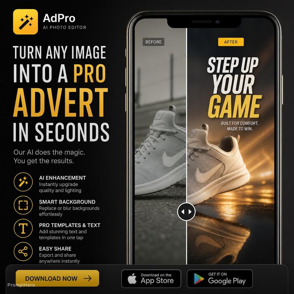 AI generated: turn any image into a pro  advert in seconds with our new app  