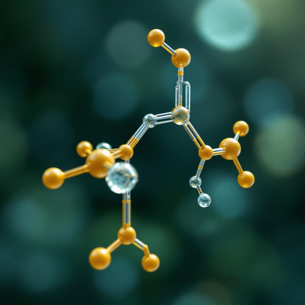 AI generated: recrea una estructura molecular de la sacarosa, que es un disacárido compuesto por una molécula de g...