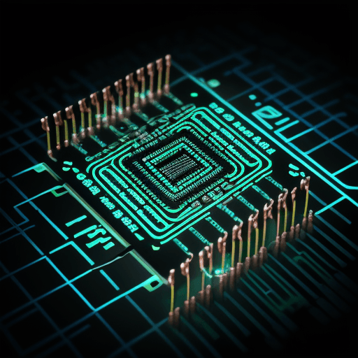 AI generated: "chivvo" formed by lines of code, and above them, a small integrated circuit. This design combines t...
