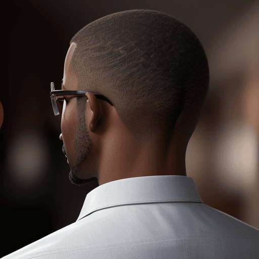 AI generated: High resolution photography close up of view back of a dark skinned African American man's head wear...