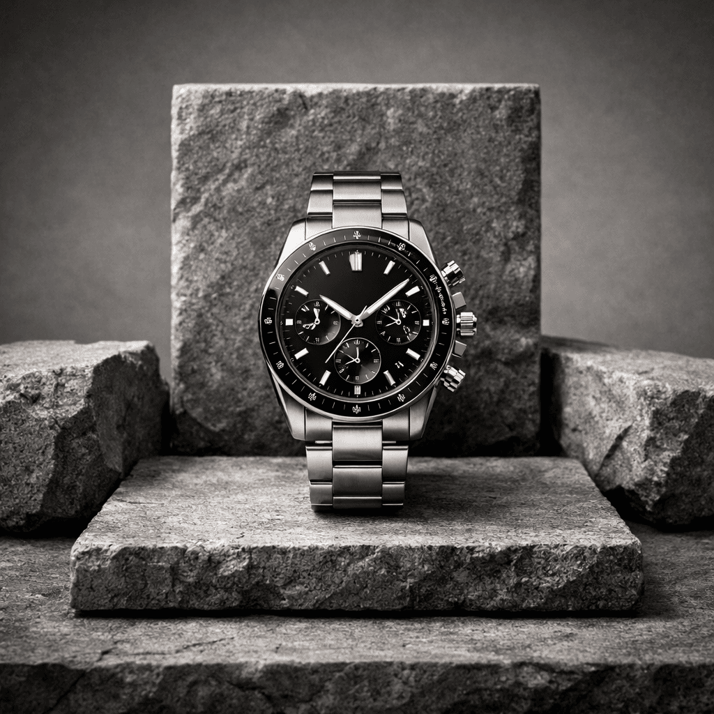 AI generated: A luxury product advertising photo of [product] placed on a stone or concrete surface. The product i...