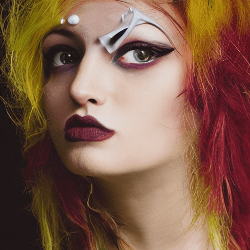 AI generated: a vibrant professional studio nude portrait photography of a young, nude, pale, goth, attractive, fr...