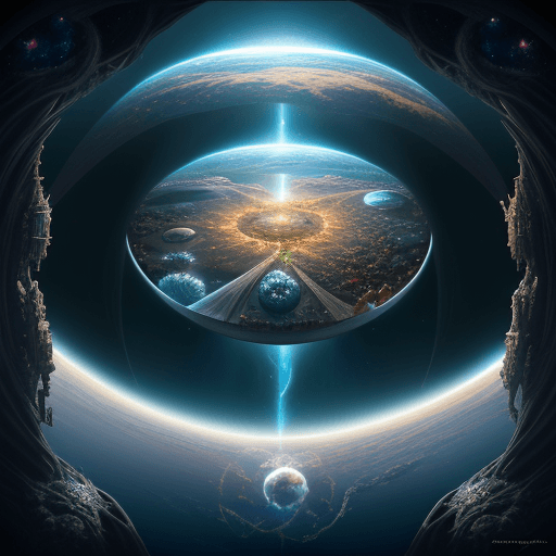 AI generated: a world within a world::5 fantasy art, shot from space, ultra detailed::3 heaven and hell::2