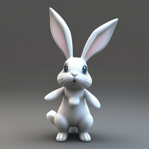 AI generated: 3D crazy rabbit like a go with thorenes shiny