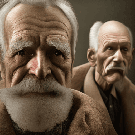 AI generated: Creepy old men, photography, volumetric lighting, hyperrealism, 3d, 8k, backlit, canon F1, 100 mm le...