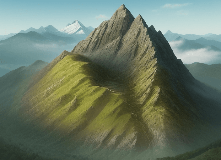 AI generated: ((A R T)), mountain and hill landscape, mix background), setting top view, Top view