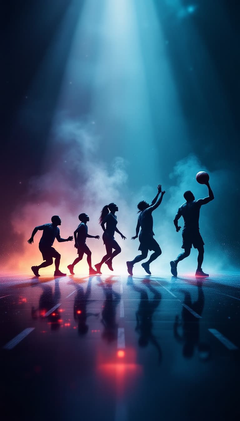 AI generated: visualisation of Human evolution with basketball, basketball make them happy
neutral background