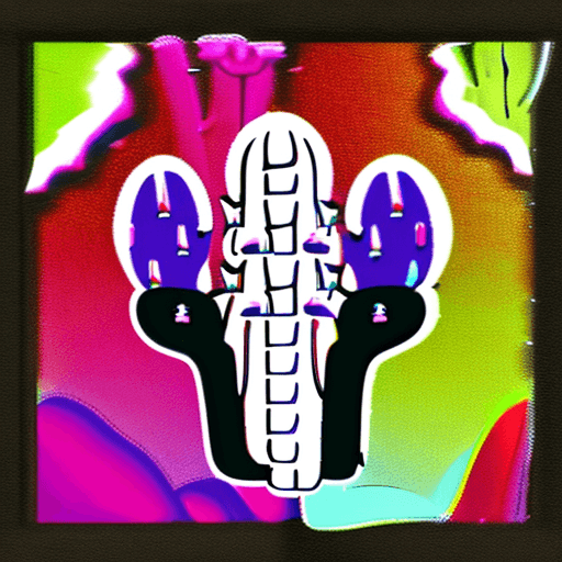 AI generated: a spontaneous, graceful, simple, semi-abstract psychedelic cactus for epic melodic techno cover artw...