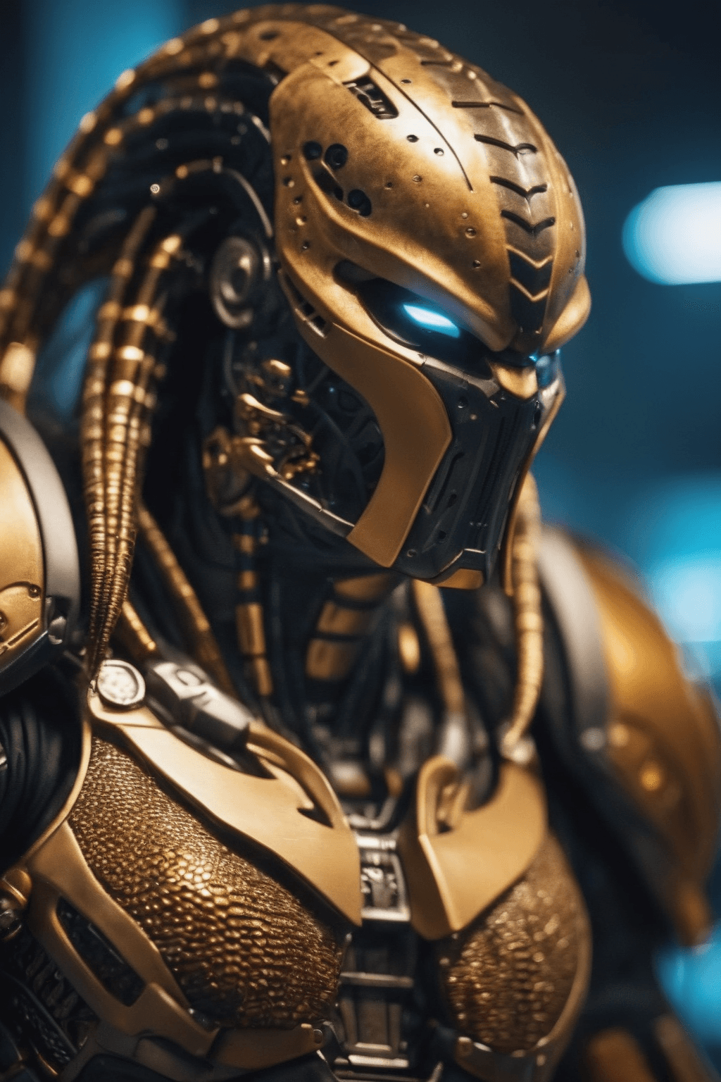 AI generated: cinematic film still Ultra detailed, realistic, real picture, intricate details, Cyber predator in t...