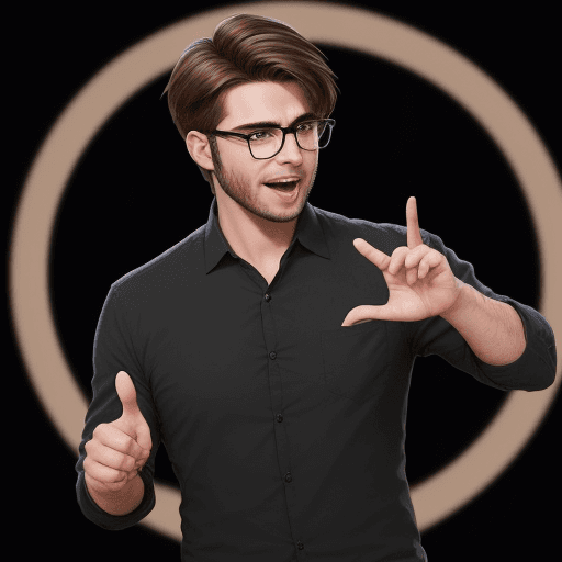 AI generated: A charismatic speaker is captured mid-speech. He has short, tousled brown hair that's slightly messy...