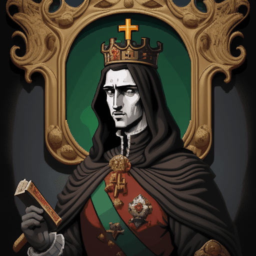 AI generated: Blasphemous Game + pixel art + pixel art style + cover art style + portuguese monarchy + d. afonso h...