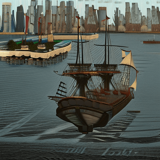 AI generated: Hyper realistic eye level exterior photo of the new york city harbor circa 18th century, artstation