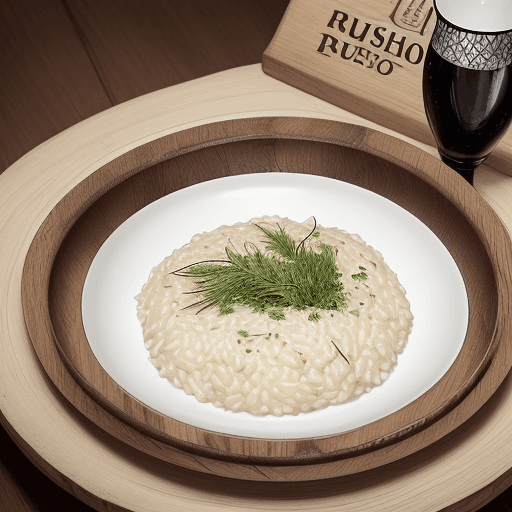 AI generated: Create an image of a sophisticated risotto dish, elegantly presented. The risotto should have a crea...