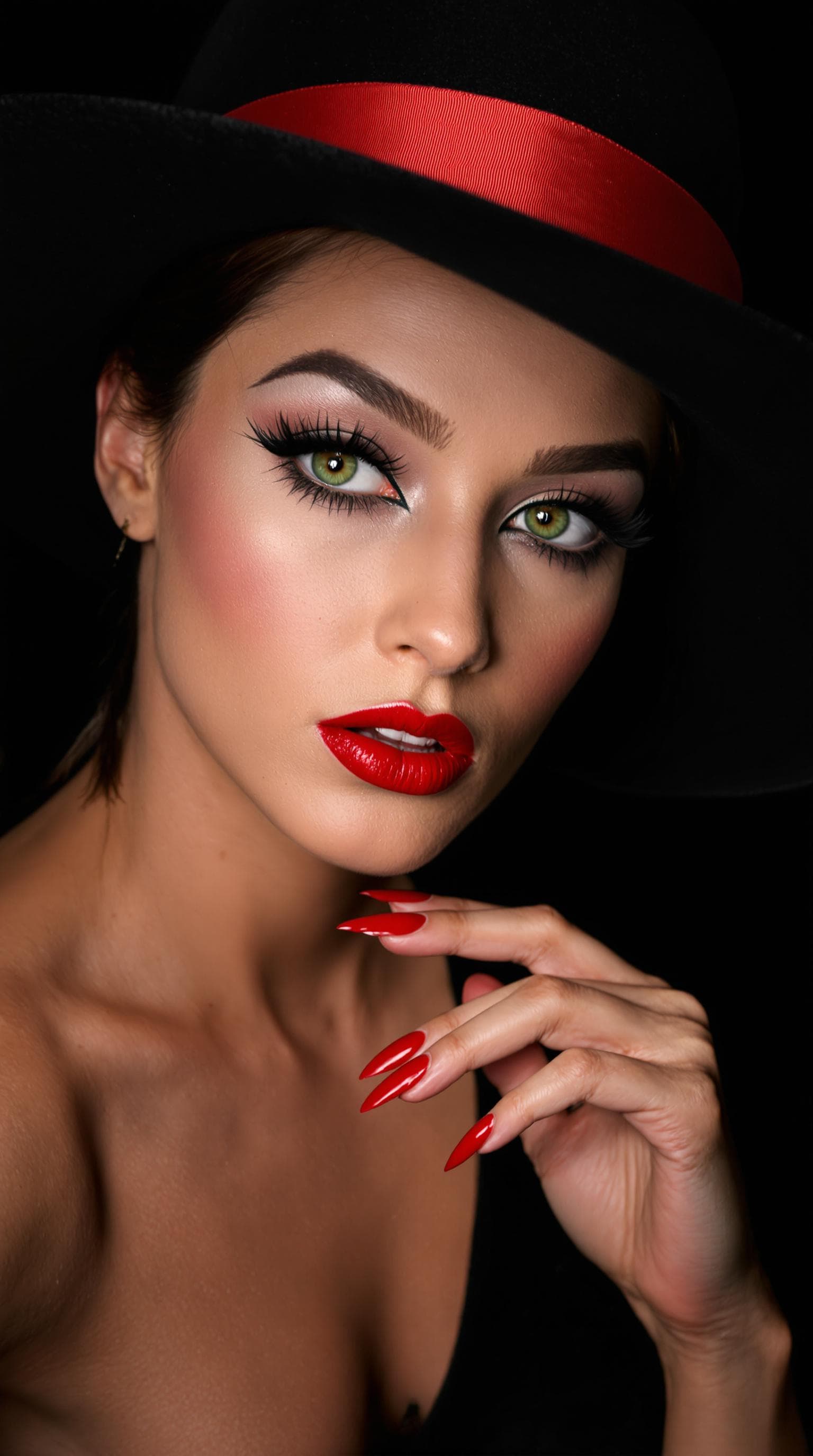 AI generated: "Image is a high-resolution portrait photograph featuring a woman with a striking appearance. She ha...
