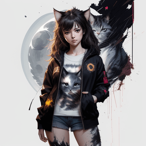 AI generated: a fullbody cute kitten, wearing a student jacket, abstract beauty, centered, looking at the camera, ...