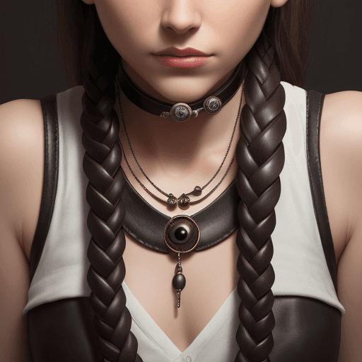 AI generated: A necklace made of braided leather with an eyeball placed in the center