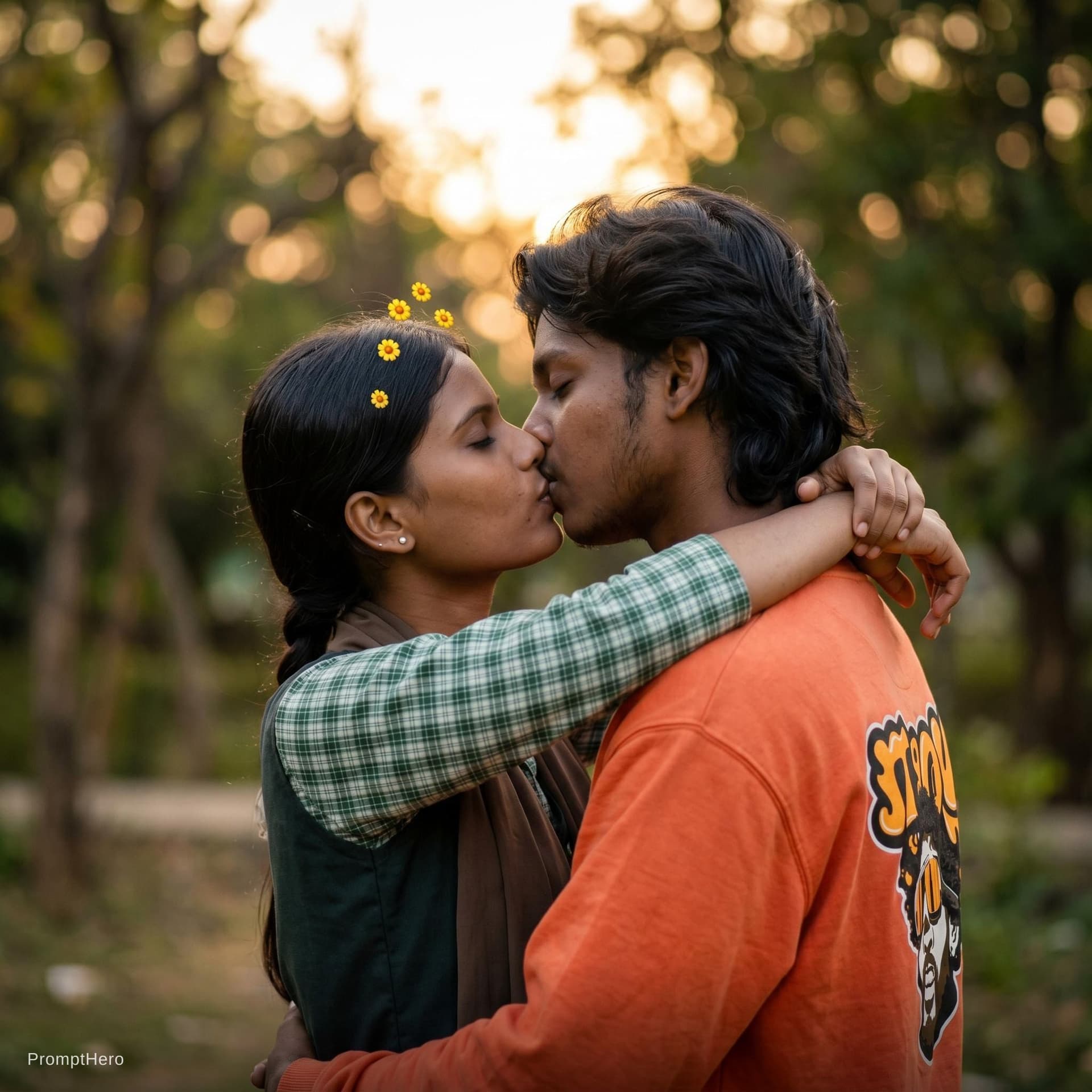 AI generated: Kissing hot of romantic couple 