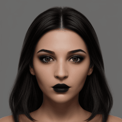 AI generated: Crear una cara de una mujer preciosa de ojos negros y pelo suelo y negro , boca carnosa , perfectame...