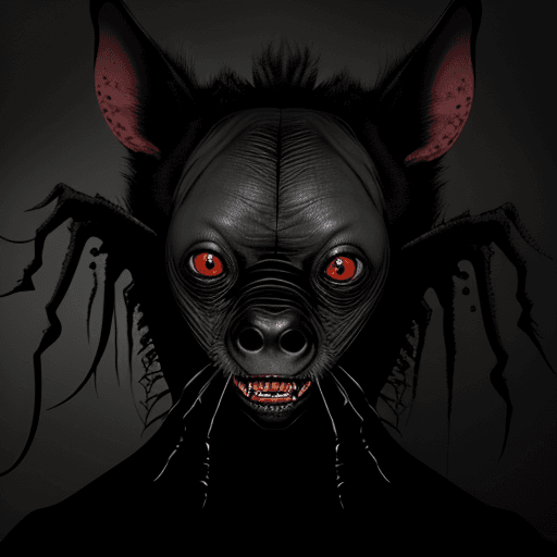 AI generated: Horror black creature,scary animal,sore face,