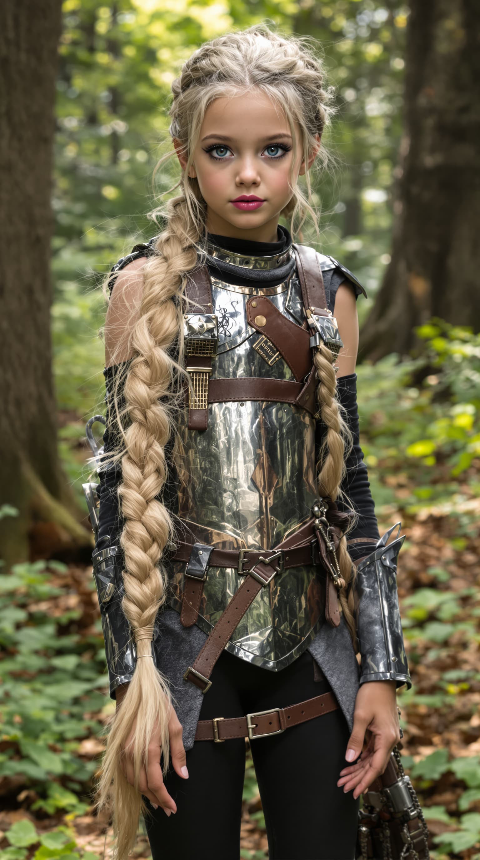 AI generated: A professional photograph captures the most beautiful twelve-year-old girl in the world, rendered wi...