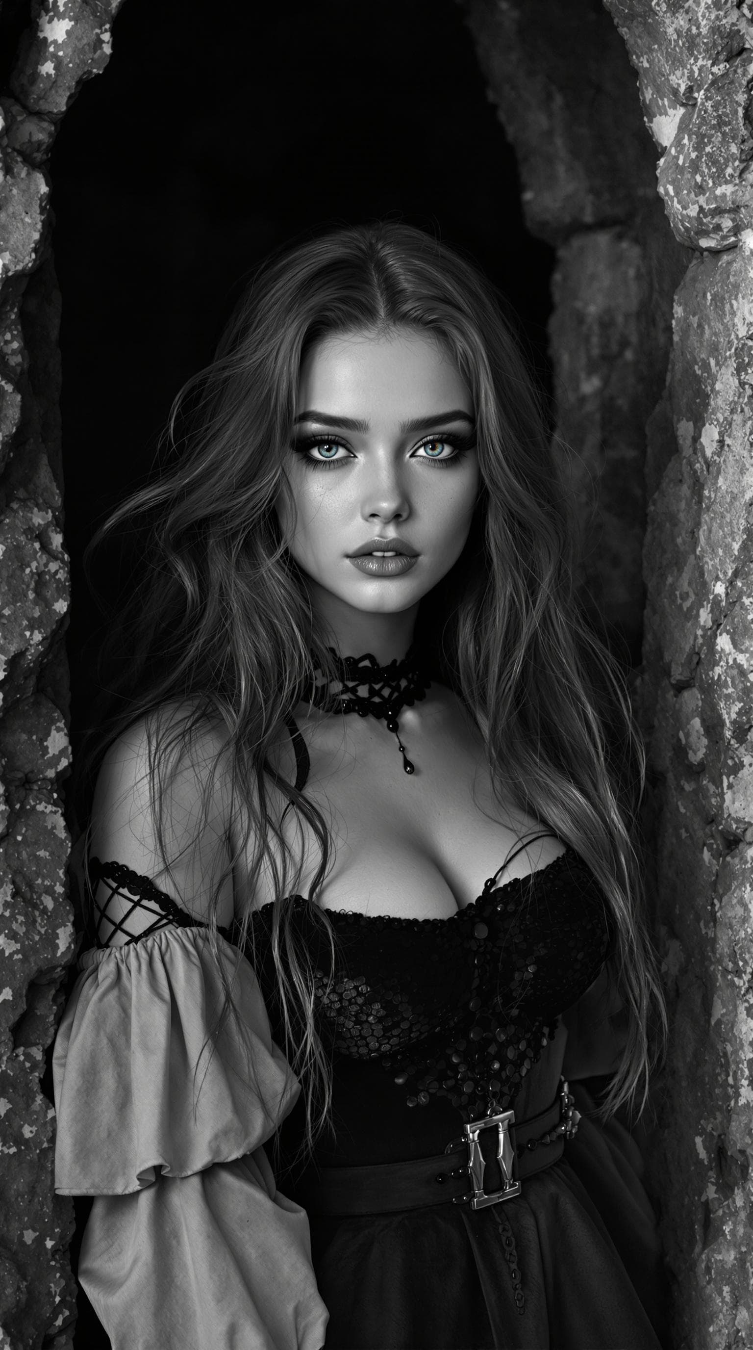 AI generated: a professional black and white aged photo from 1958, of a most beautiful 12th grade girl in the worl...