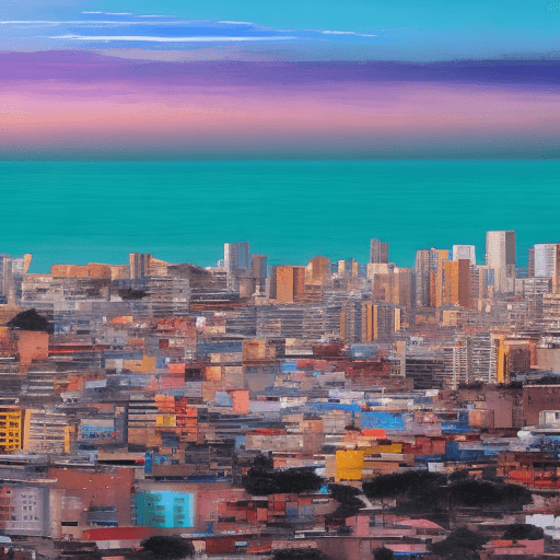AI generated:  una vista de una bahía en una ciudad con vistas al mar en un estilo hiperrealista, podrías usar alg...
