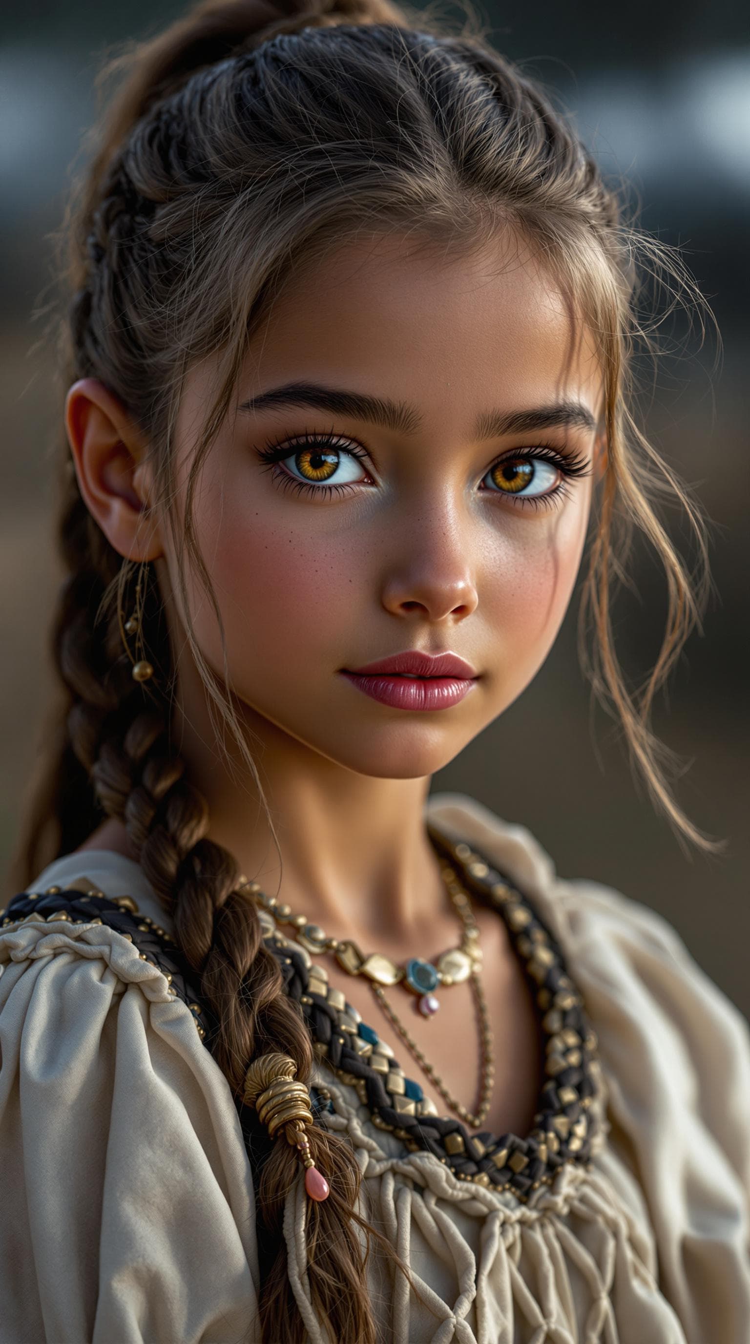 AI generated: a professional photo of a exceptionally beautiful girl in the world (age 7), (seven year old),  Egyp...