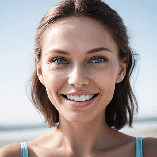 AI generated: The image is a close-up portrait of a woman with striking features. She has fair skin, high cheekbon...