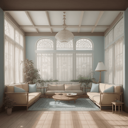 AI generated: High resolution photography interior design, dreamy sunken living room conversation pit, wooden floo...