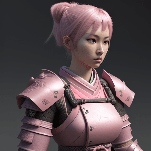 AI generated: 3d render, a women wearing pink samurai armours, close-up shot --ar 9:16 --ar style raw