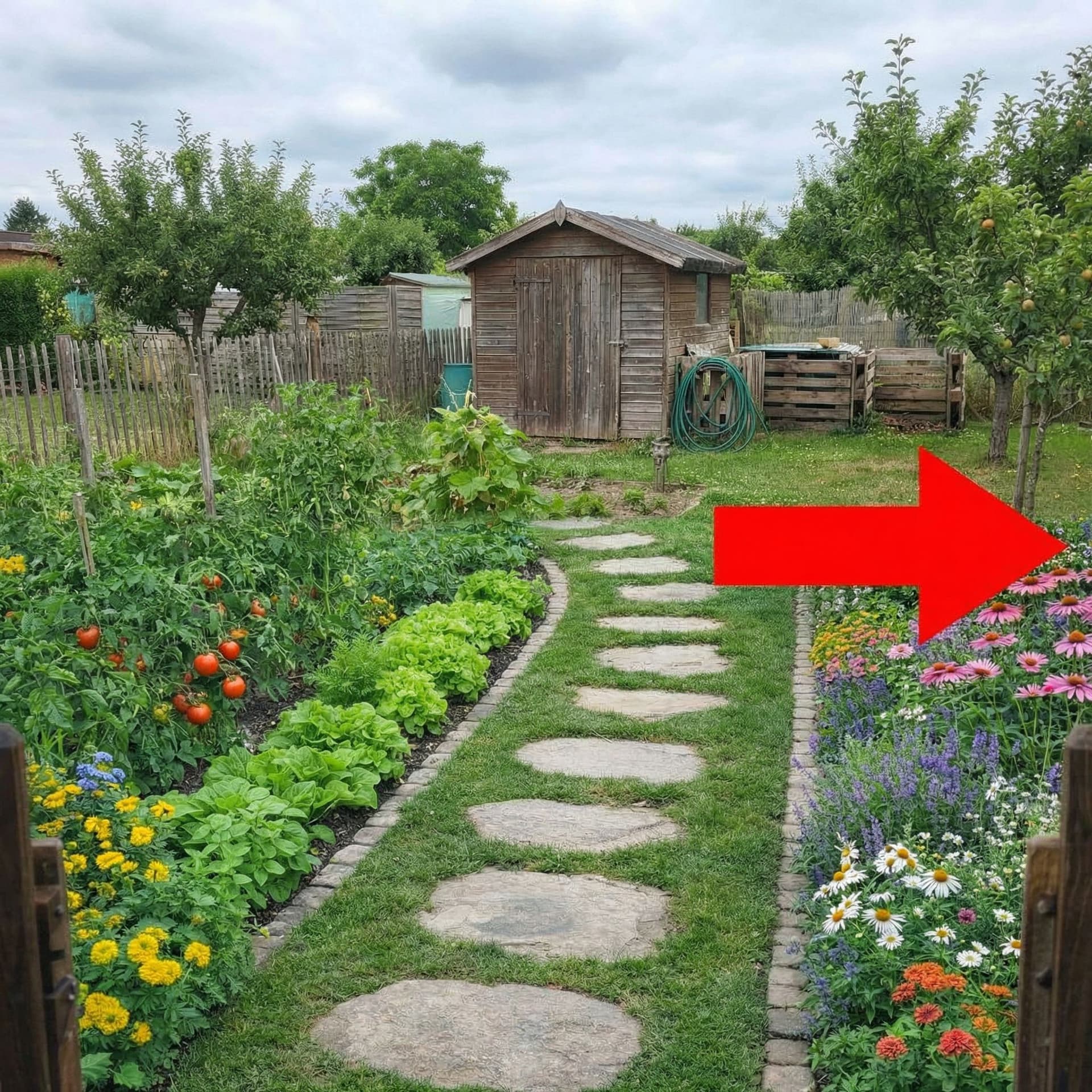 AI generated: place a red arrow to the right side on the middle 