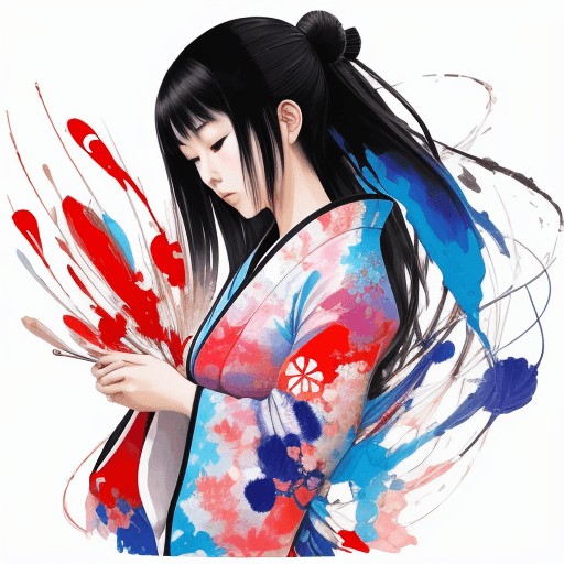 AI generated: Painting a beautiful japanese girl,full beautiful figure, abstract style. non-representational, colo...