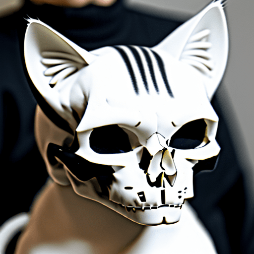 AI generated: Cat with a skull as a head
