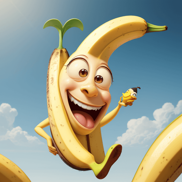 AI generated: A happy cartoon banana, Pixar Style, perfect composition, 8k artistic photography, photorealistic co...