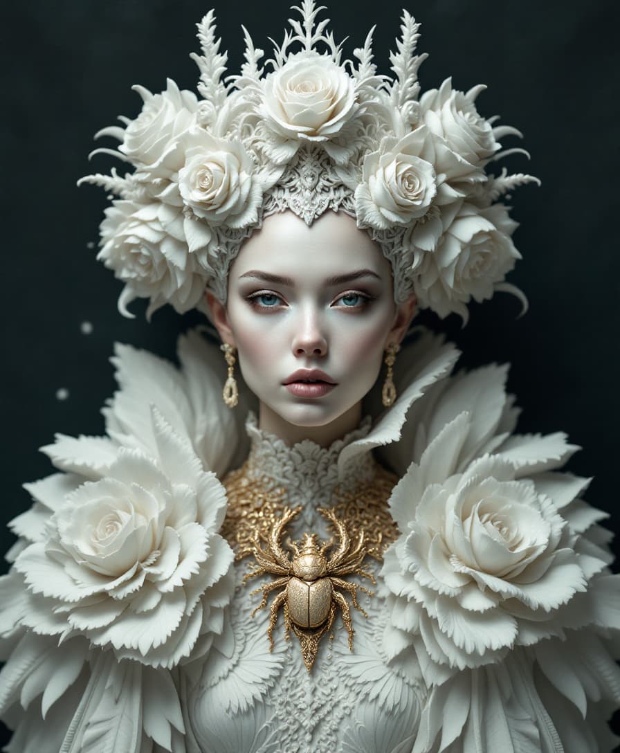 AI generated: Prompt: An ornate portrait in a contemporary, surreal art style, featuring a central and symmetrical...