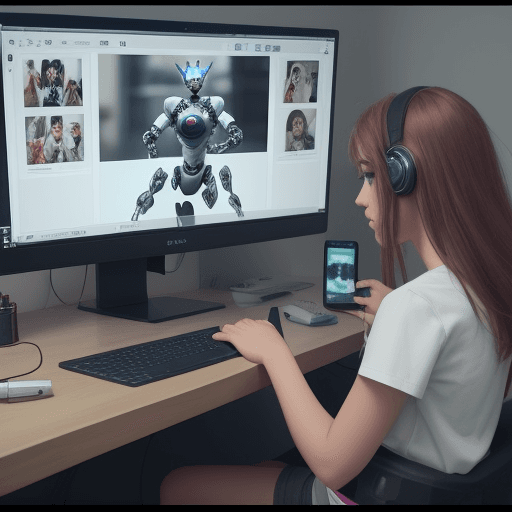 AI generated: robot editando un video muy profesional para tiktok,intagram y shorts para youtube 