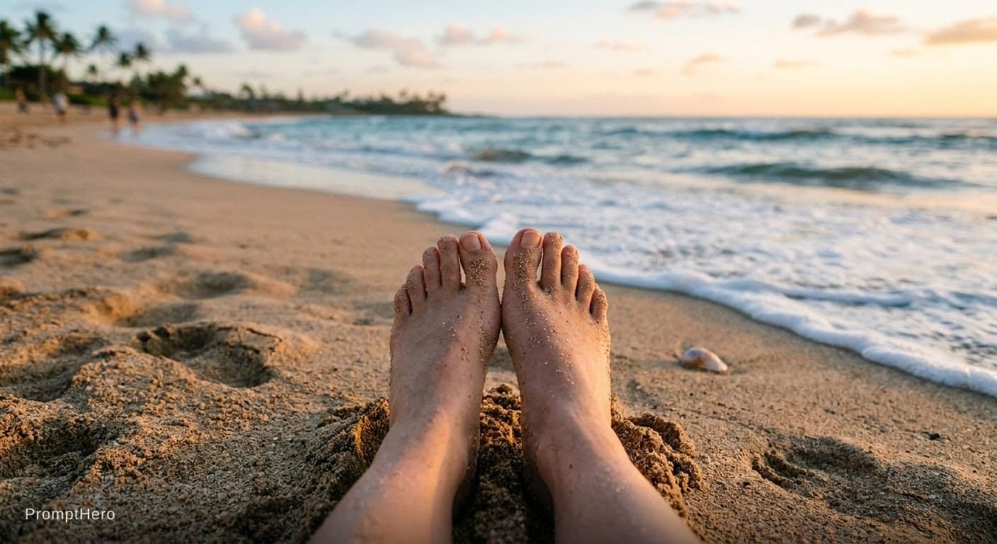 AI generated: a beautiful display of a pair feet in the sand 