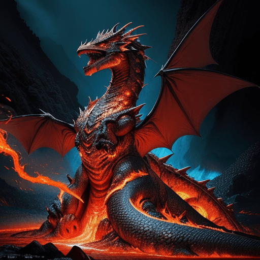 AI generated: Create a hyper-maximalist, cinematic painting with a volcanic lava theme. The scene features a formi...