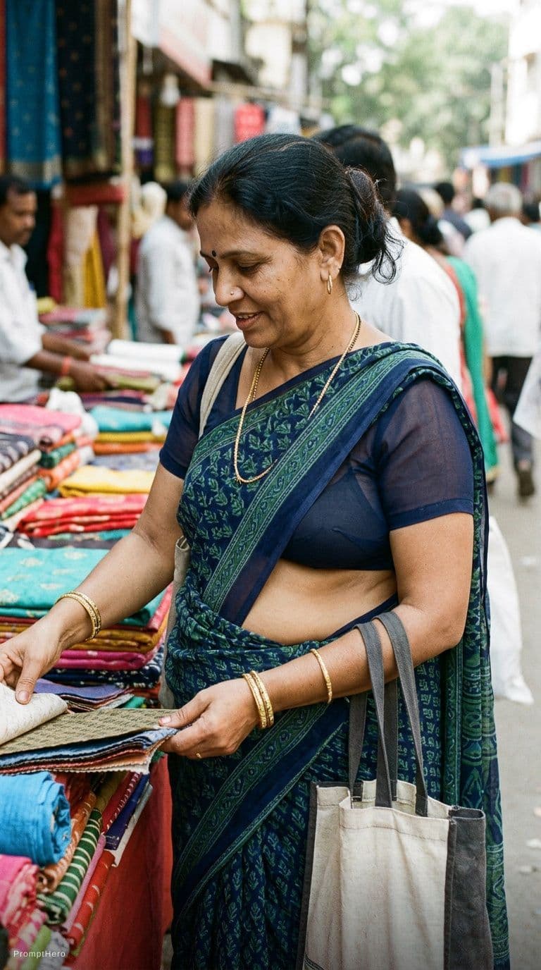 AI generated: Aunty in her transparent blouse, her bra is visible